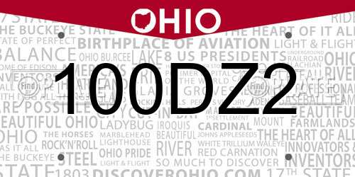 100DZ2 Ohio License Plate