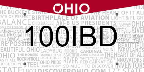 100IBD Ohio License Plate