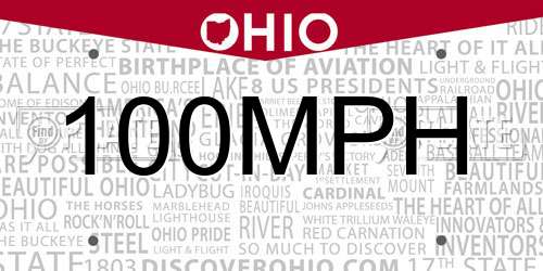 100MPH Ohio License Plate