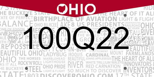 100Q22 Ohio License Plate