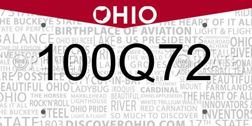 100Q72 Ohio License Plate