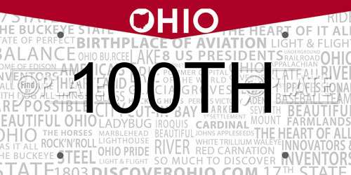 100TH Ohio License Plate