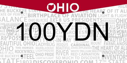 100YDN Ohio License Plate