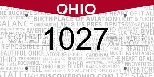 1027 Ohio License Plate