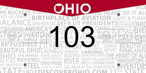 103 Ohio License Plate