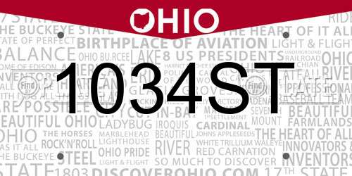 1034ST Ohio License Plate