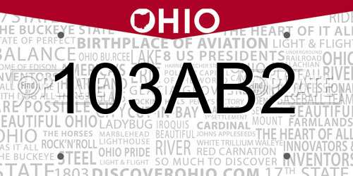 103AB2 Ohio License Plate