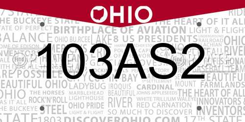 103AS2 Ohio License Plate