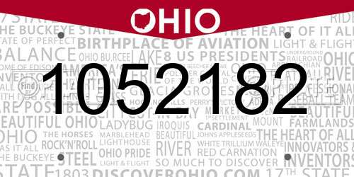 1052182 Ohio License Plate
