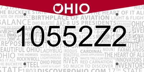 10552Z2 Ohio License Plate
