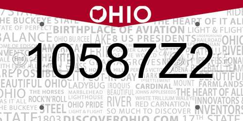 10587Z2 Ohio License Plate