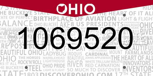 1069520 Ohio License Plate