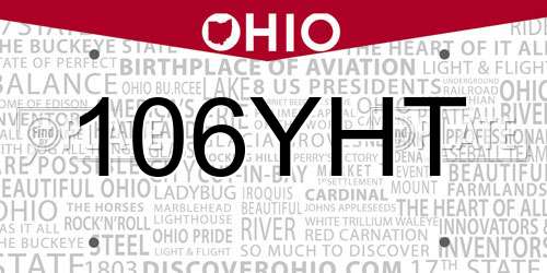 106YHT Ohio License Plate