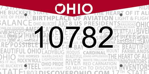 10782 Ohio License Plate