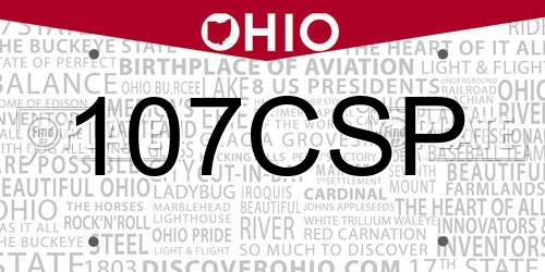 107CSP Ohio License Plate