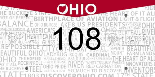 108 Ohio License Plate
