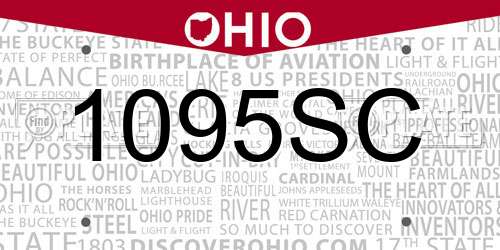1095SC Ohio License Plate