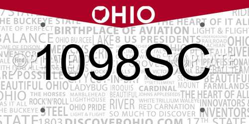 1098SC Ohio License Plate