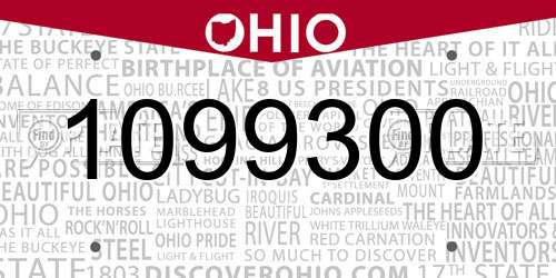 1099300 Ohio License Plate