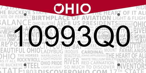 10993Q0 Ohio License Plate