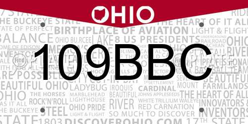 109BBC Ohio License Plate