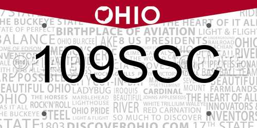 109SSC Ohio License Plate