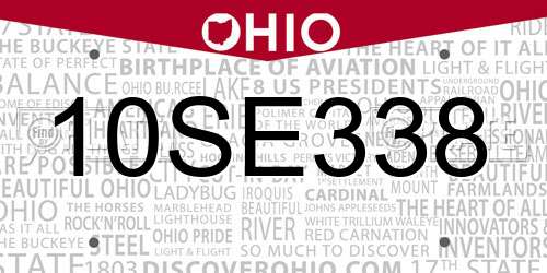 10SE338 Ohio License Plate