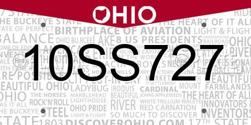 10SS727 Ohio License Plate