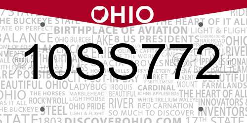 10SS772 Ohio License Plate