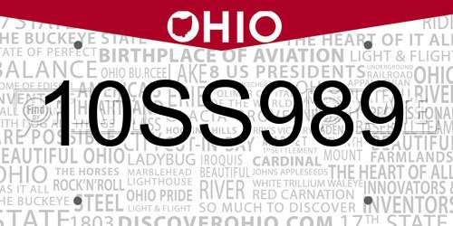 10SS989 Ohio License Plate