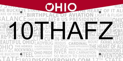 10THAFZ Ohio License Plate