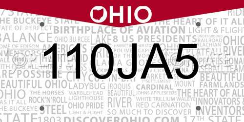 110JA5 Ohio License Plate