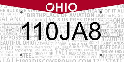 110JA8 Ohio License Plate