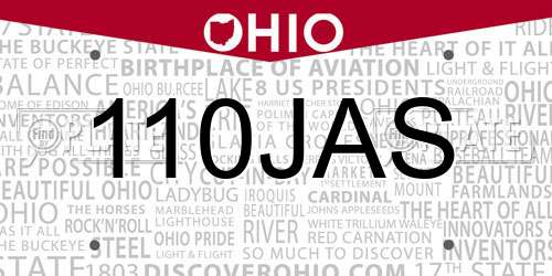 110JAS Ohio License Plate