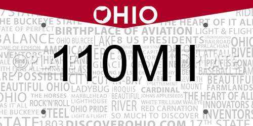 110MII Ohio License Plate