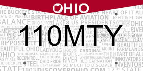 110MTY Ohio License Plate