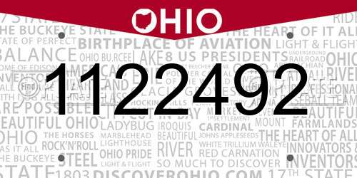 1122492 Ohio License Plate