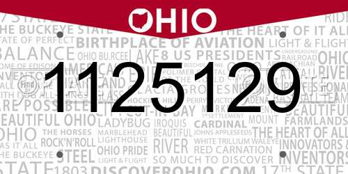 1125129 Ohio License Plate