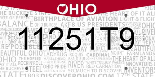 11251T9 Ohio License Plate