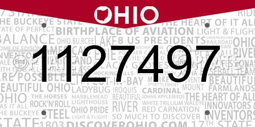 1127497 Ohio License Plate