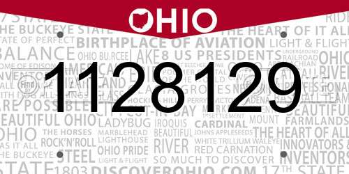 1128129 Ohio License Plate