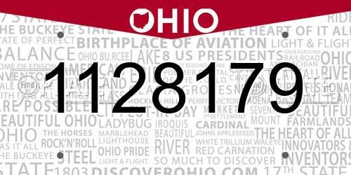 1128179 Ohio License Plate