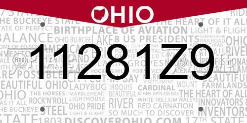 11281Z9 Ohio License Plate