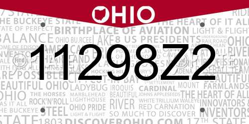 11298Z2 Ohio License Plate