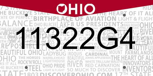 11322G4 Ohio License Plate