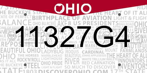 11327G4 Ohio License Plate