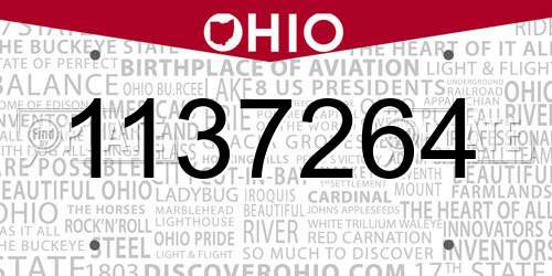 1137264 Ohio License Plate
