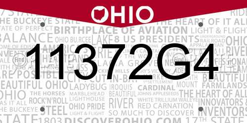 11372G4 Ohio License Plate