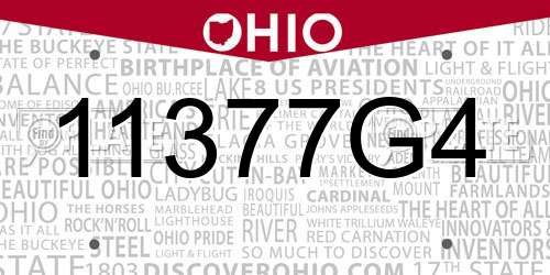 11377G4 Ohio License Plate