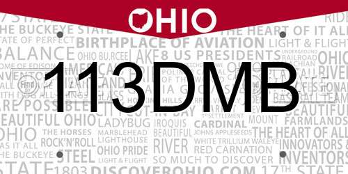 113DMB Ohio License Plate